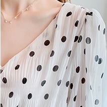 トップス レディース ブラウス 長袖 ボリューム袖 S M L XL 韓国 バルーン袖 パフスリーブ ハートネック Vネック 透け感 シースルー シフォン かわいい 大人可愛い シンプル カジュアル