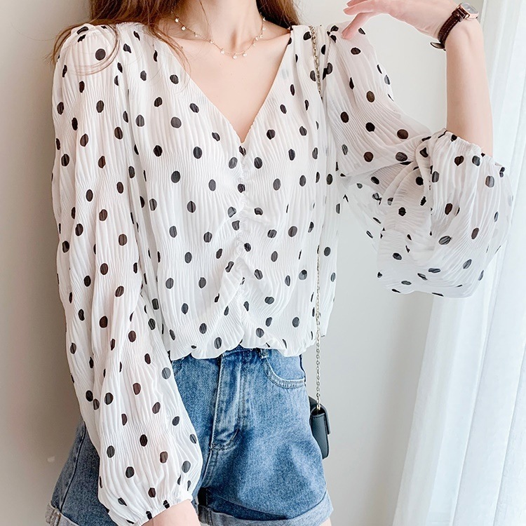 トップス レディース ブラウス 長袖 ボリューム袖 S M L XL 韓国 バルーン袖 パフスリーブ ハートネック Vネック 透け感 シースルー シフォン かわいい 大人可愛い シンプル カジュアル