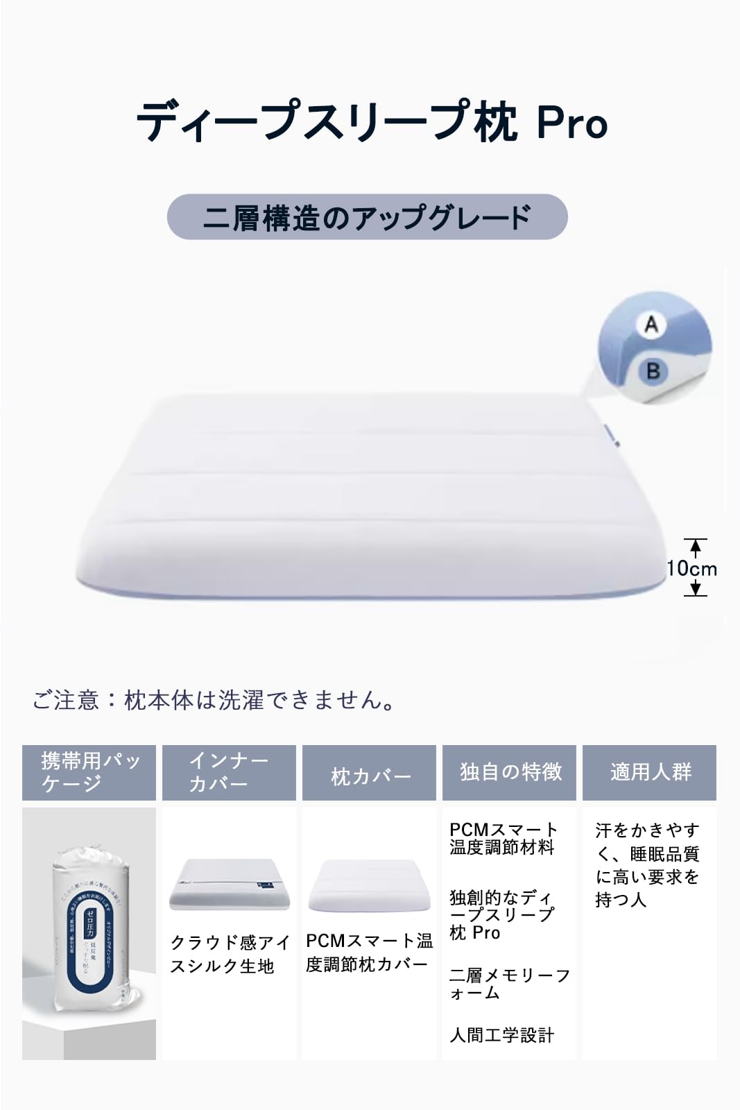 【最高級ｘ5つ星ホテル仕様】Ｅｆａｉｒ 枕 首ケア 温度調節 安眠枕 寝心地アップ 枕カバー付き まくら 首·肩ラクラク 横向き寝 うつ伏せ 仰向き プレゼント