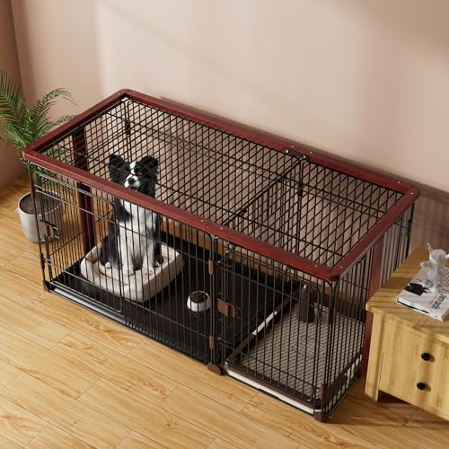 犬用 ケージ ペットサークル 犬 サークル 幅145*奥行き68*高さ70cm 室内サークル トイレトレーニング出来る しつけできる 犬トイレ&ペットマット付き 室内 お手入れ簡単 木製風