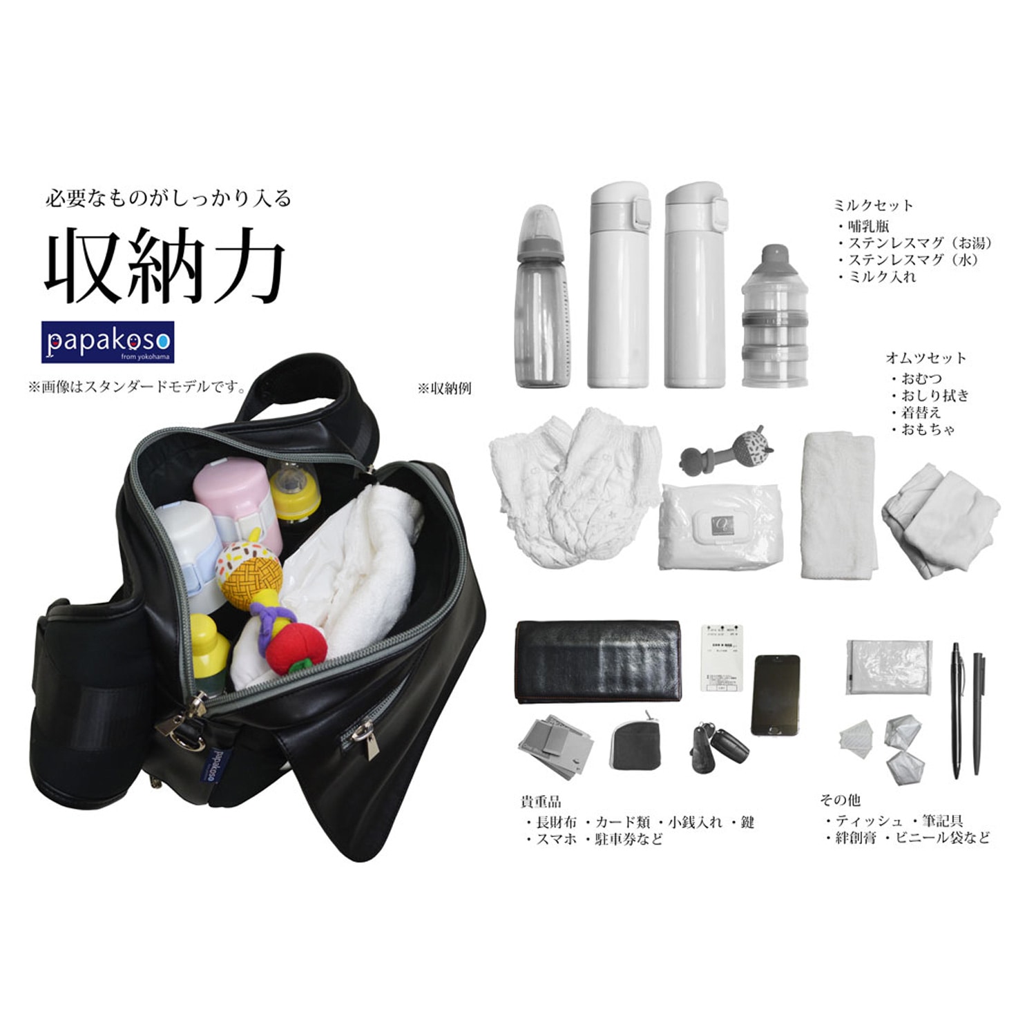 papakoso　マザーズリュック 2点セット papakoso マザーズリュック 2点セット