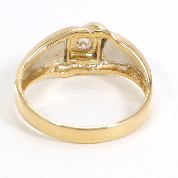 PT900 プラチナ K18YG リング 指輪 12号 ダイヤ 0.10 ジュエリー 中古