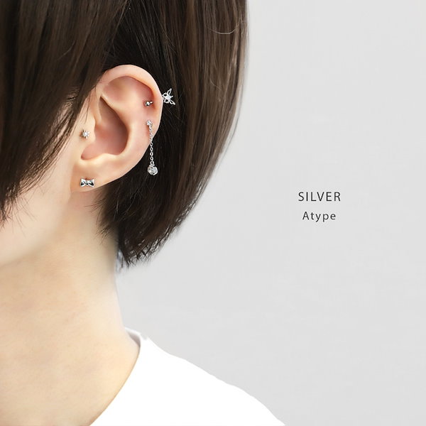 NSKYポンポンピアス(再販不可のものあり)可愛いピアス リボンピアス 16G 14G］1点で充分すぎるほどかわいい！贅沢ビジュー 大きめ