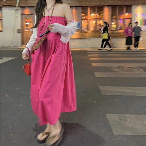 価額交渉OK　ピンク キャミワンピース ロング E03397EW11948_thumb.jpg