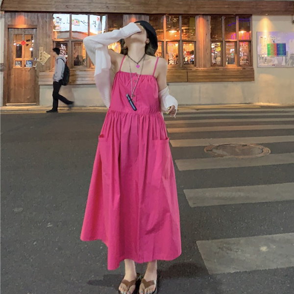 価額交渉OK ピンク キャミワンピース ロング 価額交渉OK ピンク キャミ