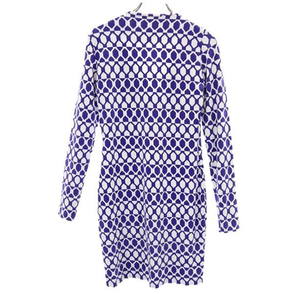 総柄 長袖 ストレッチ ワンピース パープル系 レディース 総柄 長袖 ストレッチ ワンピース パープル系 レディース