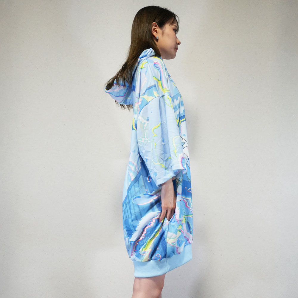 [半袖]クラゲサイバー パーカー 原宿 原宿系 ファッション 天使界隈 天使 サイバー 電脳 深海 クラゲ P.ブルー jr-579-132