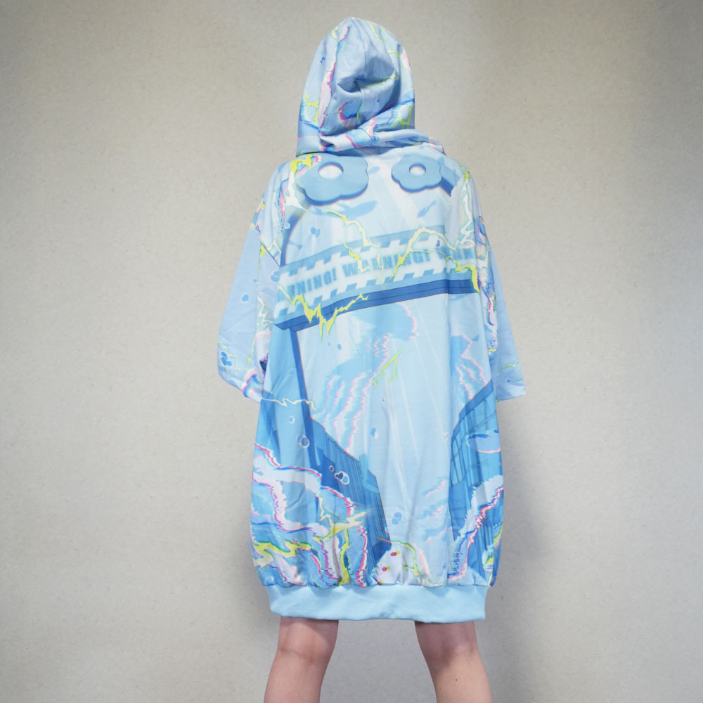 [半袖]クラゲサイバー パーカー 原宿 原宿系 ファッション 天使界隈 天使 サイバー 電脳 深海 クラゲ P.ブルー jr-579-132