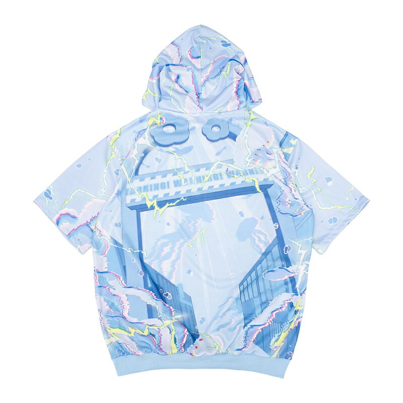 [半袖]クラゲサイバー パーカー 原宿 原宿系 ファッション 天使界隈 天使 サイバー 電脳 深海 クラゲ P.ブルー jr-579-132