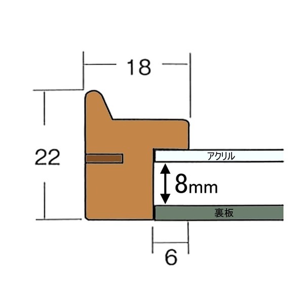 [長方形額]木製額 縦横兼用額 前面アクリル仕様 高級木製長方形額（600x300mm） チーク