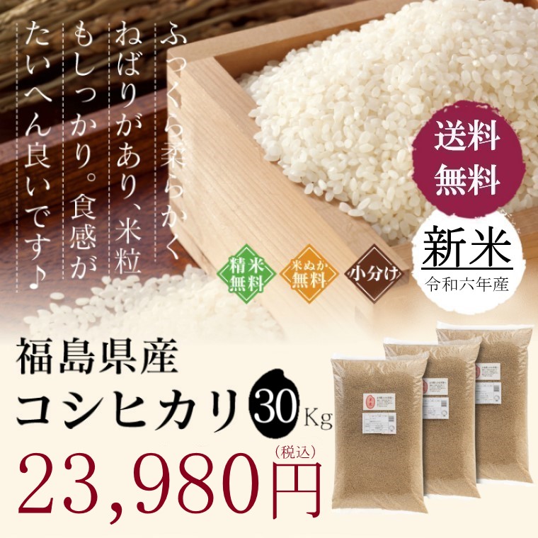 令和6年度 福島県産コシヒカリ 30kg