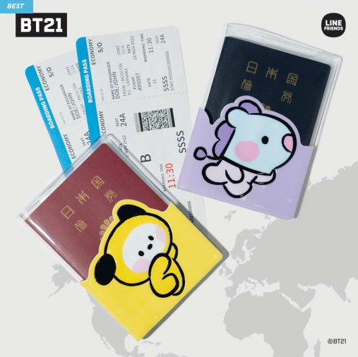 BTSグッズ バラ可 Qoo10] BTS BT21 公式ミニパスポートカバ