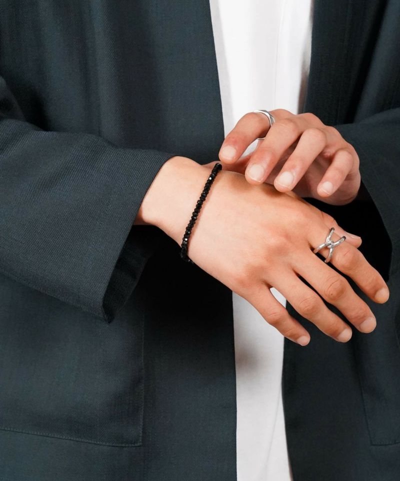 ブレスレット メンズ ミディアム ブラックスピネルブレスレット SV925