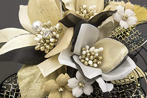 [] (ソウビエン) 髪飾り 成人式 卒業式 3点セット ゴールド 白 黒 桜 レース 玉飾り 水引 房飾り コーム式 Uピン式 日本製