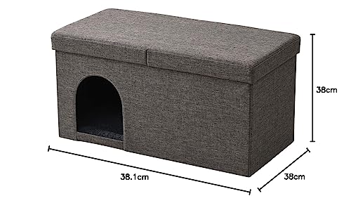 山善 ペットハウス 収納スツール ブラウン 76×38cm
