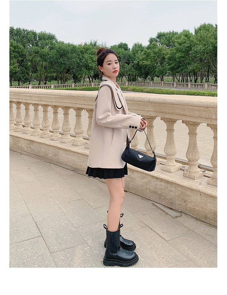 【送料無料】レディース ジャケット ビッグカラー 制服風 アウター 上着 ミドル丈 長袖