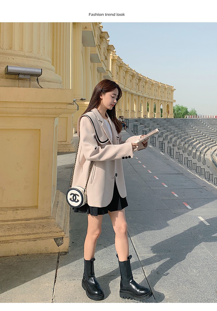 【送料無料】レディース ジャケット ビッグカラー 制服風 アウター 上着 ミドル丈 長袖