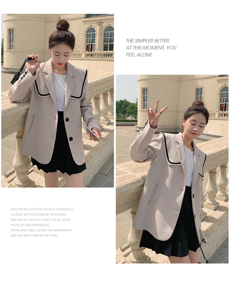 【送料無料】レディース ジャケット ビッグカラー 制服風 アウター 上着 ミドル丈 長袖