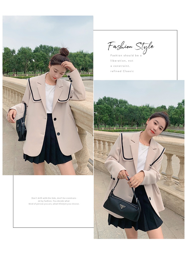 【送料無料】レディース ジャケット ビッグカラー 制服風 アウター 上着 ミドル丈 長袖