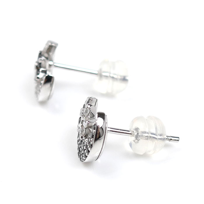 Ponte Vecchio ポンテヴェキオ K18WG ホワイトゴールド ピアス ブラックダイヤモンド0.23ct ダイヤモンド0.21ct 2.4g スター/ムーン レディース 中古 美品
