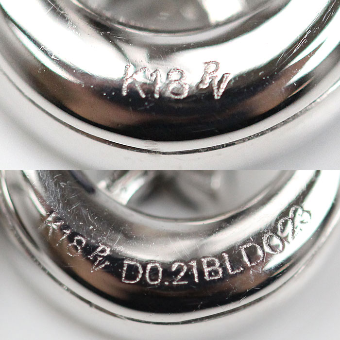 Ponte Vecchio ポンテヴェキオ K18WG ホワイトゴールド ピアス ブラックダイヤモンド0.23ct ダイヤモンド0.21ct 2.4g スター/ムーン レディース 中古 美品