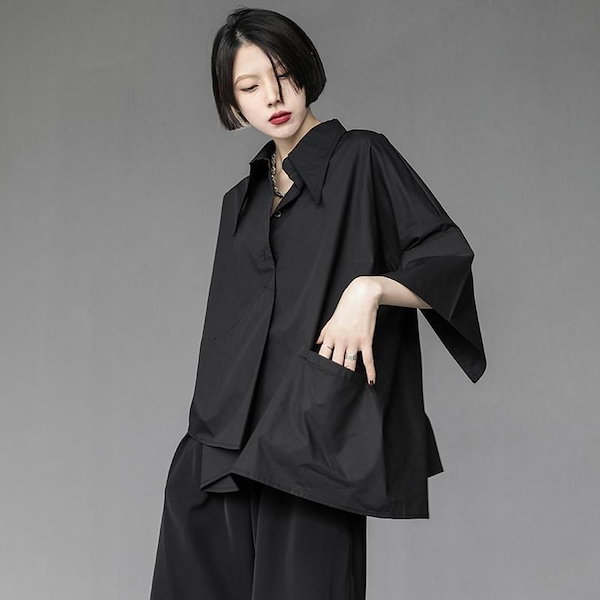 Qoo10] 今っぽシアーシャツ韓国ファッション 体型