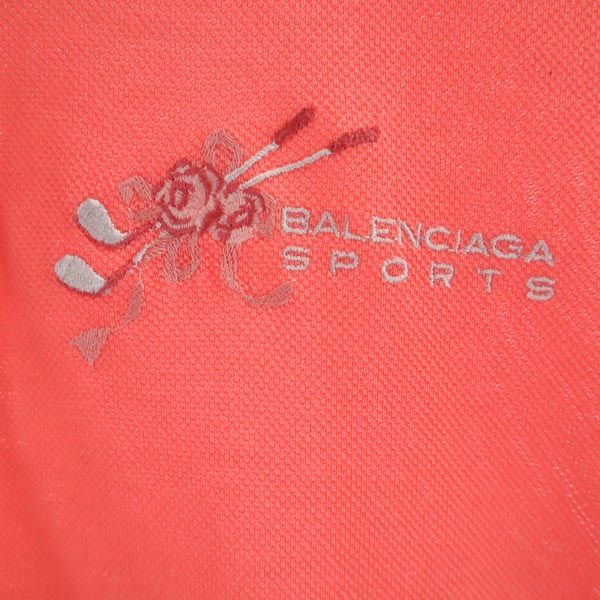 バレンシアガ スポーツ 刺繍 ゴルフ 半袖 ポロシャツ L ピンク系 BALENCIAGA SPORT 鹿の子 レディース