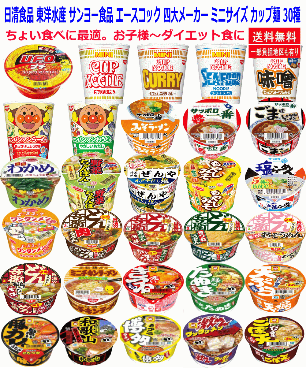 【完全復活版30種】日清食品 東洋水産 サンヨー食品 エースコック 四大メーカー ミニサイズカップ麺 マンスリーセット 関東圏送料無料 【完全復活版30種】日清食品 東洋水産 サンヨー食品 エースコック 四大メーカー ミニサイズカップ麺 マンスリーセット 関東圏送料無料