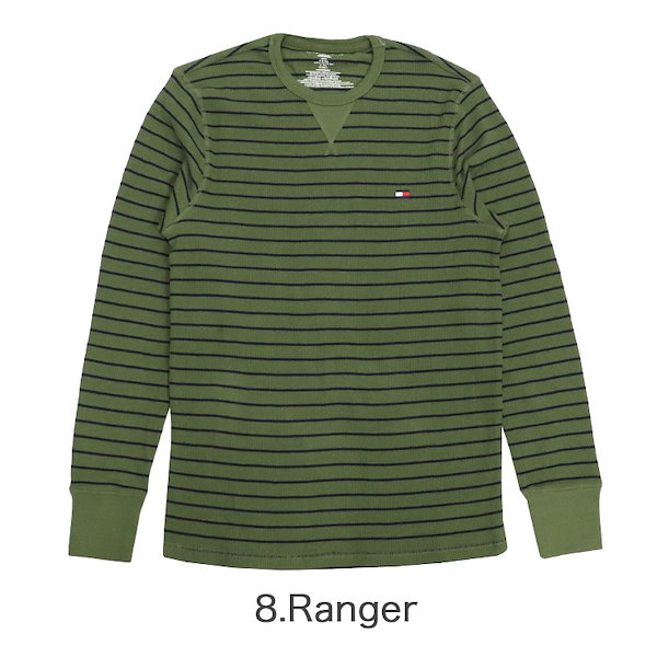 トミーヒルフィガー 長袖ラガーシャツ 太ボーダー 緑 青 ゆるだぼ XL トミーヒルフィガー 長袖ラガーシャツ 太ボーダー 緑・青 ゆ