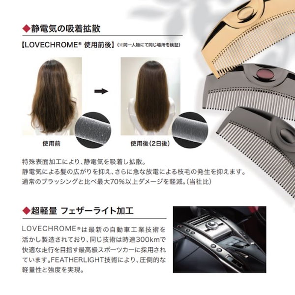 ラブクロム K24GP バングスコーム ゴールド 折りたたみ式コーム 美髪コーム ラブクロム K24GPバングスコーム ゴールド