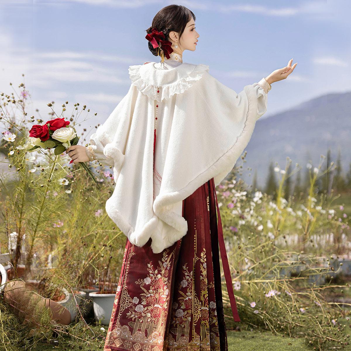 【フルセット】雪薔薇新韓国cos元素マントシャツ馬面スカートcos服セット 【フルセット】雪薔薇新韓国cos元素マントシャツ馬面スカートcos服セット