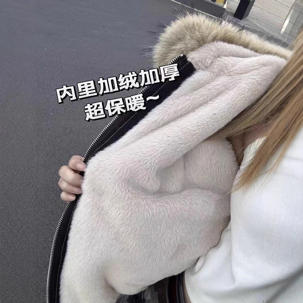 低身長 ショート丈 綿袄 綿服 裏起毛厚手 中綿アウター 女性 冬季 パーカ ダウンジャケット_2