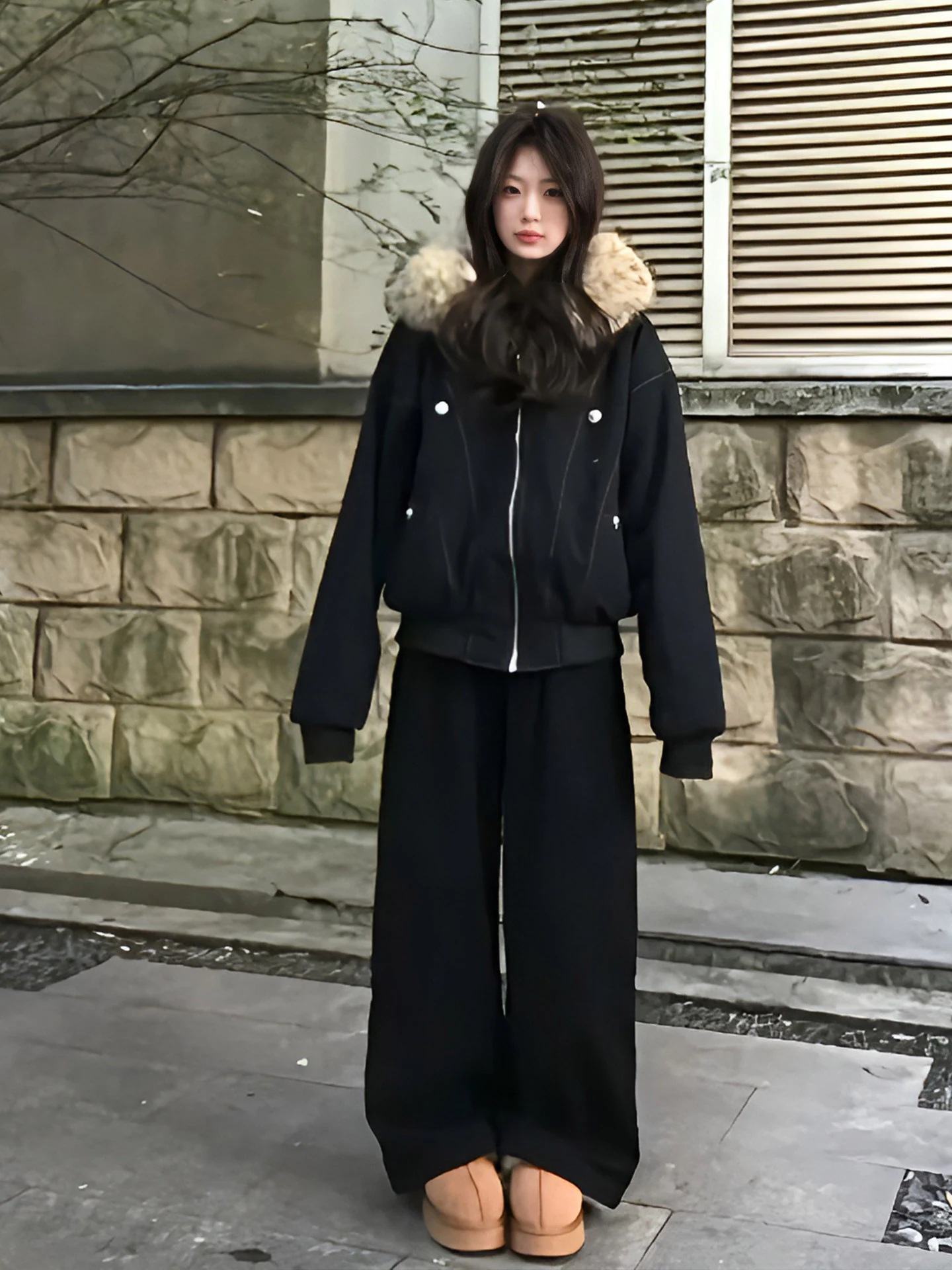 低身長 ショート丈 綿袄 綿服 裏起毛厚手 中綿アウター 女性 冬季 パーカ ダウンジャケット_8
