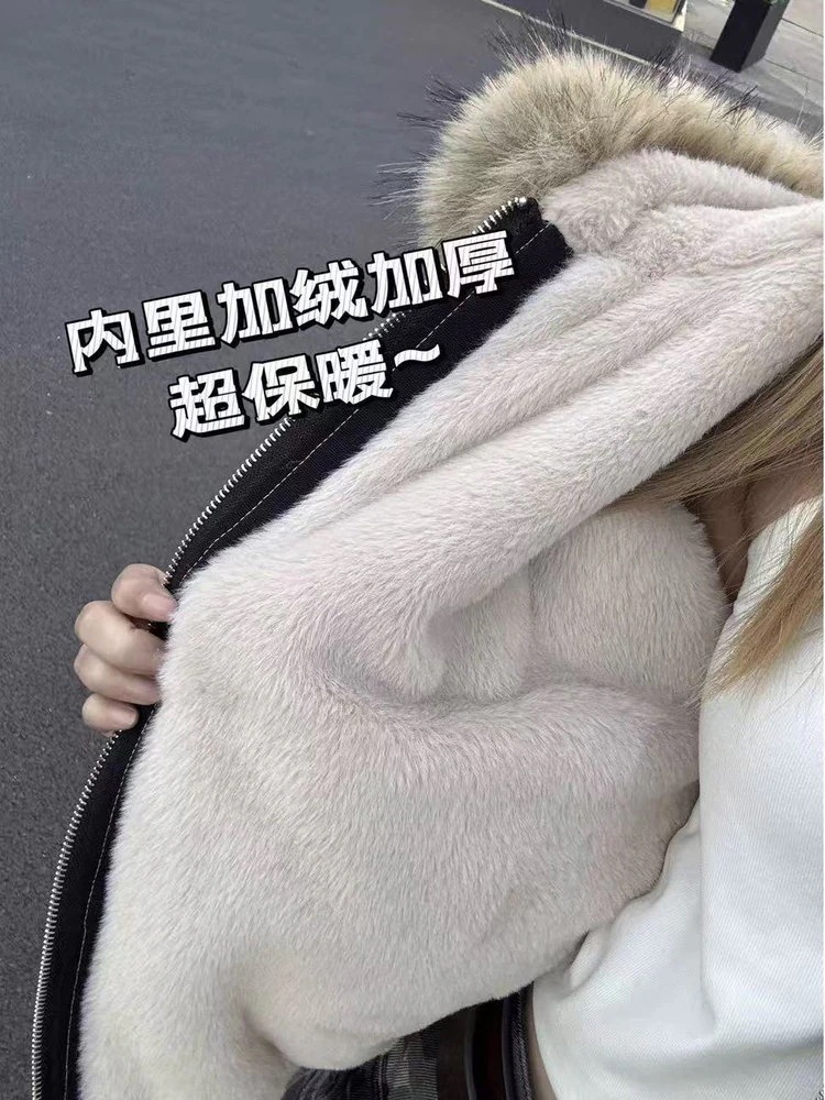 低身長 ショート丈 綿袄 綿服 裏起毛厚手 中綿アウター 女性 冬季 パーカ ダウンジャケット_9