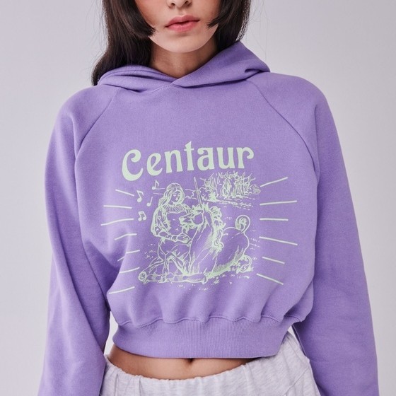 CROPPED HOODY STORY_DARK GRAY/PURPLE/PINK
