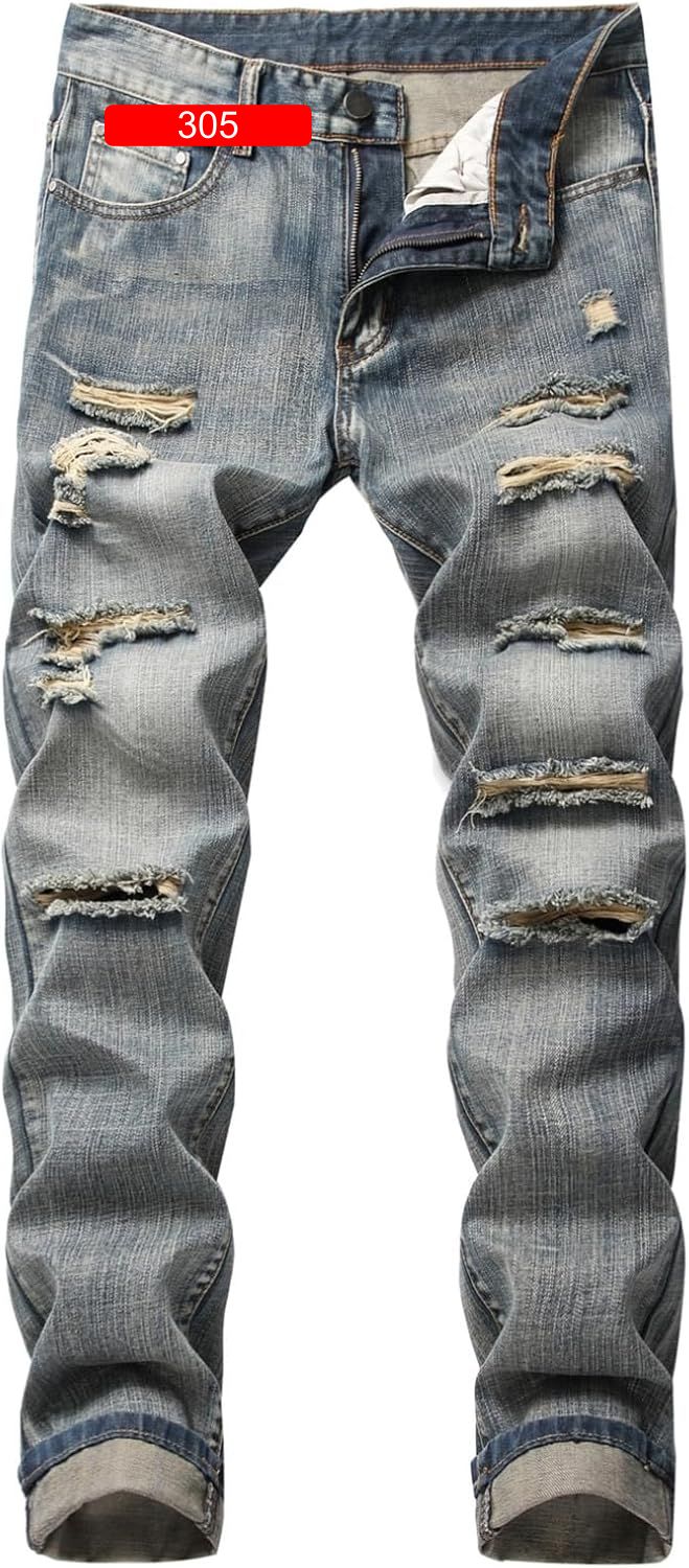 デニムパンツ ジーパン メンズ 細め ストレッチ ダメージ加工 オトコ ロングパンツ ボトムス 大人 かっこいい 個性 hiphop トレンド 厚い 立体裁断 軽量 ファッション 秋用 ウォッシュ加工