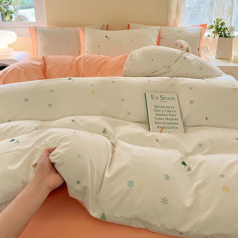 今の流行クラスAの小さな新鮮なとの寮寝具3点セット漫画プリントベッドシーツキルトカバーの4点セット 今の流行クラスAの小さな新鮮なとの寮寝具3点セット漫画プリントベッドシーツキルトカバーの4点セット