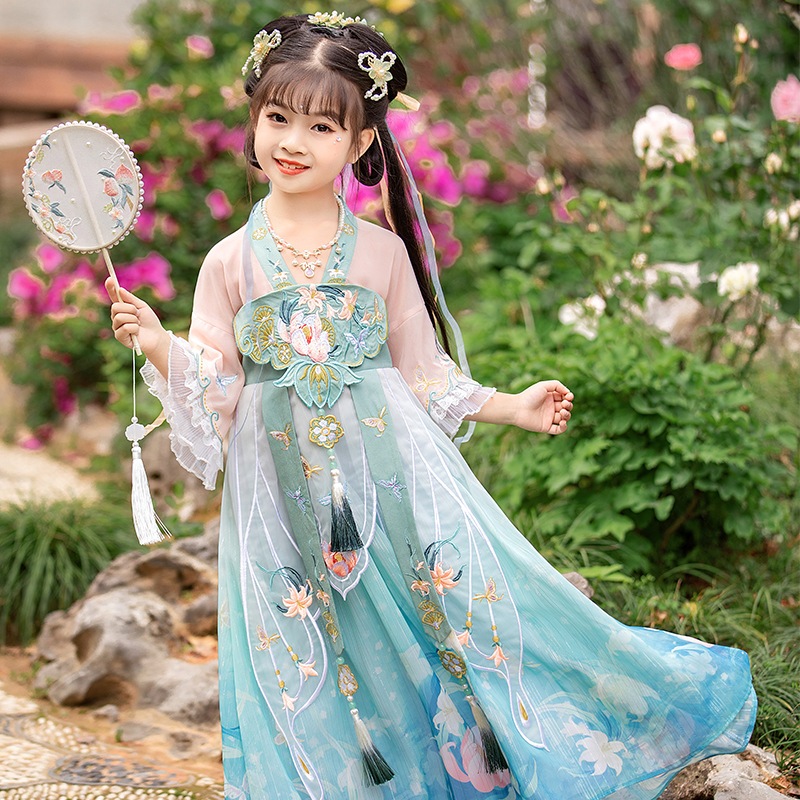 子供の漢服古女夏超仙飄逸小女孩ワンピース女孩公演服 子供の漢服古女夏超仙飄逸小女孩ワンピース女孩公演服