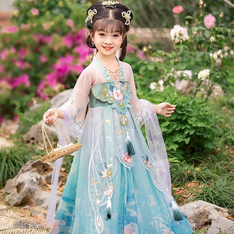 子供の漢服古女夏超仙飄逸小女孩ワンピース女孩公演服 子供の漢服古女夏超仙飄逸小女孩ワンピース女孩公演服