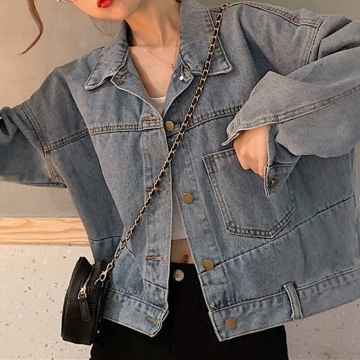 コート アウター ショート クロップ丈 ブルゾン ドロップショルダー デニム Gジャン ヴィンテージ風 切り替え 袖あり 長袖 ポケット付き アウター 羽織り 大人可愛い きれいめ シンプル lout コート アウター ショート クロップ丈 ブルゾン ドロップショルダー デニム Gジャン ヴィンテージ風 切り替え 袖あり 長袖 ポケット付き アウター 羽織り 大人可愛い きれいめ シンプル lout