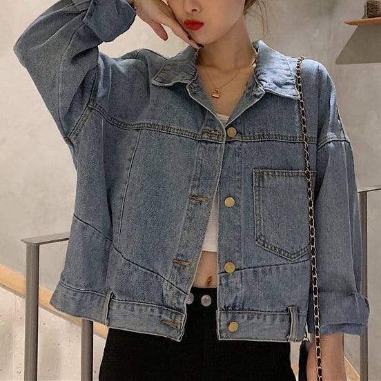コート アウター ショート クロップ丈 ブルゾン ドロップショルダー デニム Gジャン ヴィンテージ風 切り替え 袖あり 長袖 ポケット付き アウター 羽織り 大人可愛い きれいめ シンプル lout コート アウター ショート クロップ丈 ブルゾン ドロップショルダー デニム Gジャン ヴィンテージ風 切り替え 袖あり 長袖 ポケット付き アウター 羽織り 大人可愛い きれいめ シンプル lout