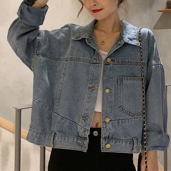 コート アウター ショート クロップ丈 ブルゾン ドロップショルダー デニム Gジャン ヴィンテージ風 切り替え 袖あり 長袖 ポケット付き アウター 羽織り 大人可愛い きれいめ シンプル lout コート アウター ショート クロップ丈 ブルゾン ドロップショルダー デニム Gジャン ヴィンテージ風 切り替え 袖あり 長袖 ポケット付き アウター 羽織り 大人可愛い きれいめ シンプル lout