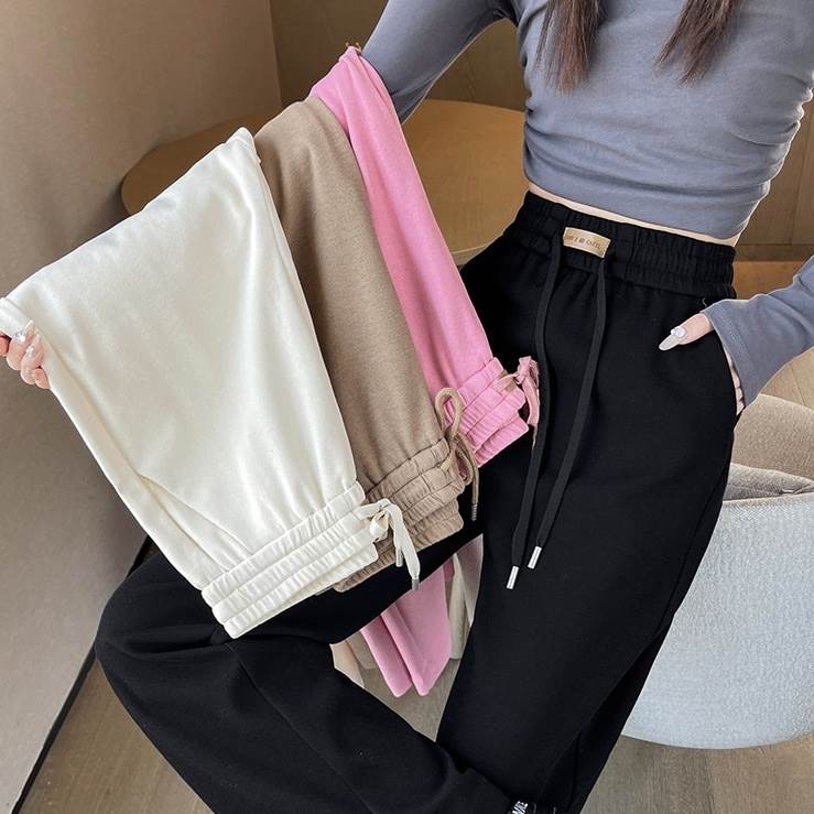 ボトムス パンツ 4色 ストレートパンツ レディース 個性的 ロング丈 ハイウエスト 無地 黒 白 茶色 ピンク S M L XL 2XL 大人可愛い シンプル カジュアル ラフ 存在感 無地 春 秋