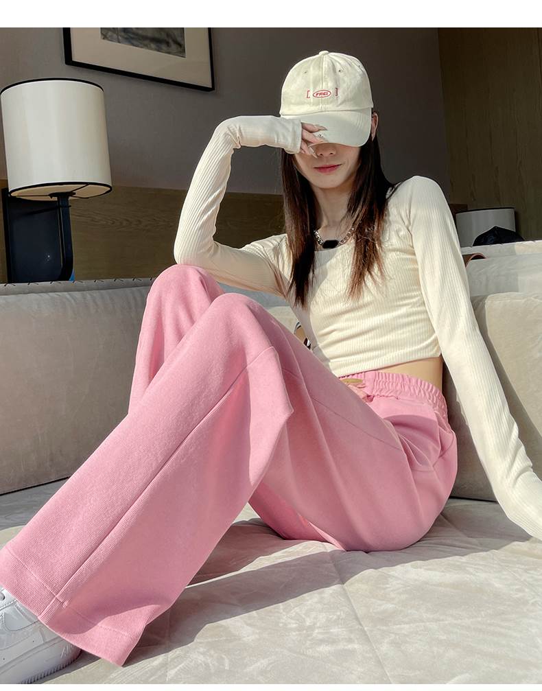 ボトムス パンツ 4色 ストレートパンツ レディース 個性的 ロング丈 ハイウエスト 無地 黒 白 茶色 ピンク S M L XL 2XL 大人可愛い シンプル カジュアル ラフ 存在感 無地 春 秋