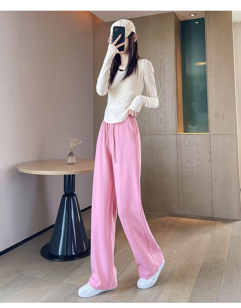 ボトムス パンツ 4色 ストレートパンツ レディース 個性的 ロング丈 ハイウエスト 無地 黒 白 茶色 ピンク S M L XL 2XL 大人可愛い シンプル カジュアル ラフ 存在感 無地 春 秋