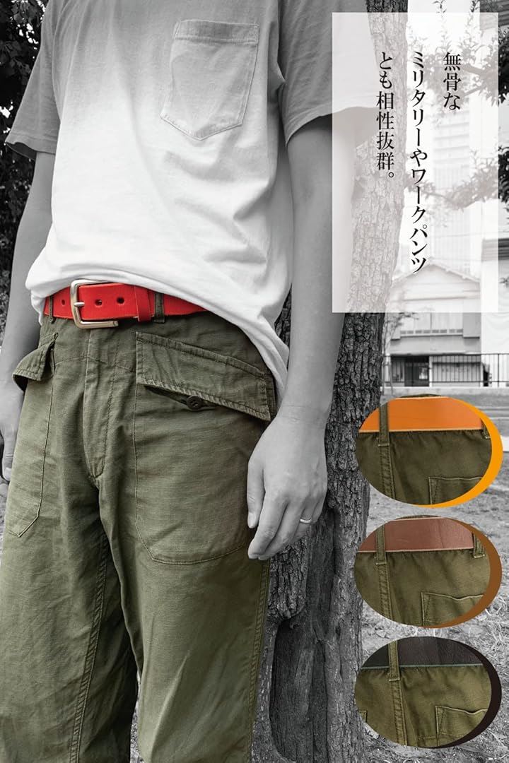 atelierCODEL ベルト メンズ 革 カジュアル 栃木レザー( キャメルブラウン, 全長115cmx幅3.5cm) atelierCODEL ベルト メンズ 革 カジュアル 栃木レザー( キャメルブラウン, 全長115cmx幅3.5cm)