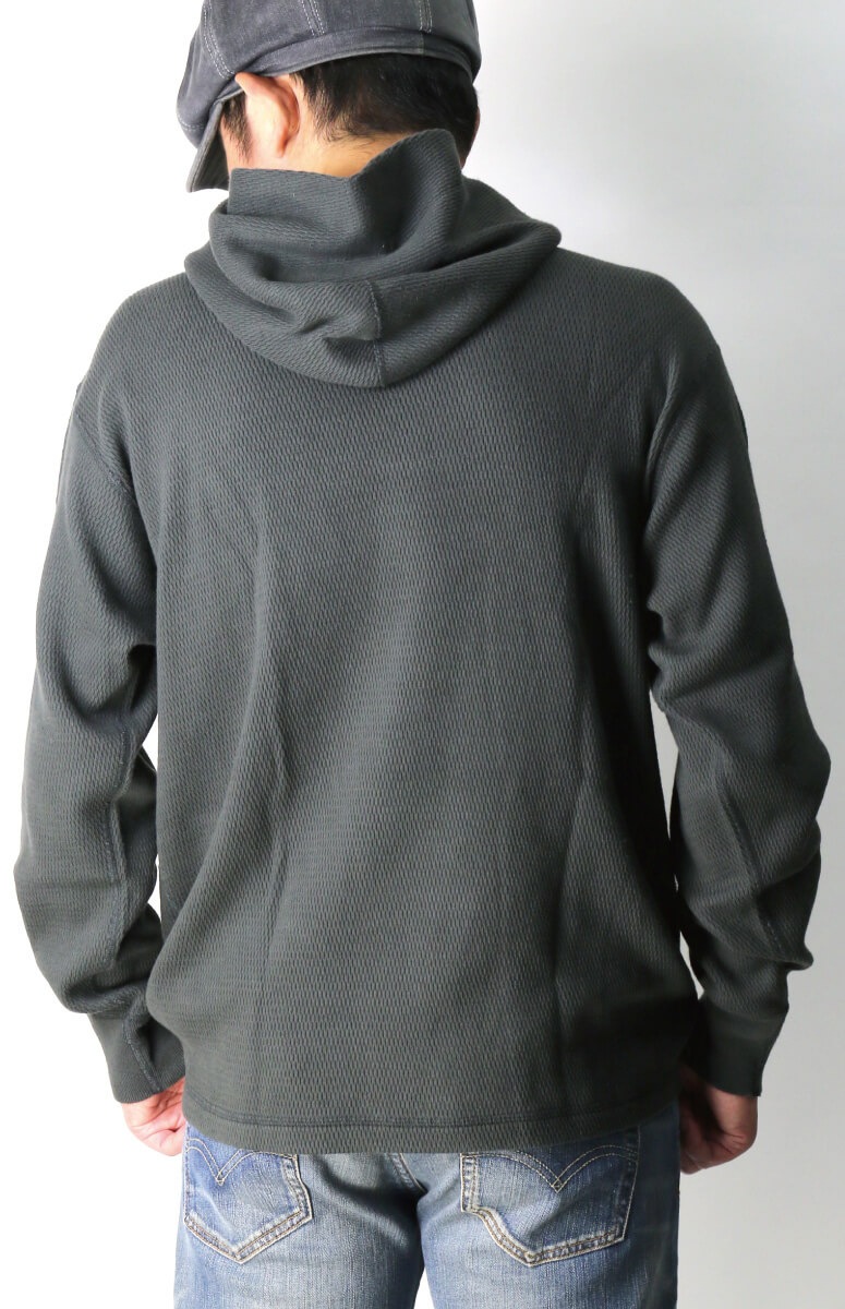 Healthknit(ヘルスニット) ロングスリーブ ハニカム ワッフル フーディ Tシャツ パーカー ヘビーウエイト ワッフル素材 メンズ レディース