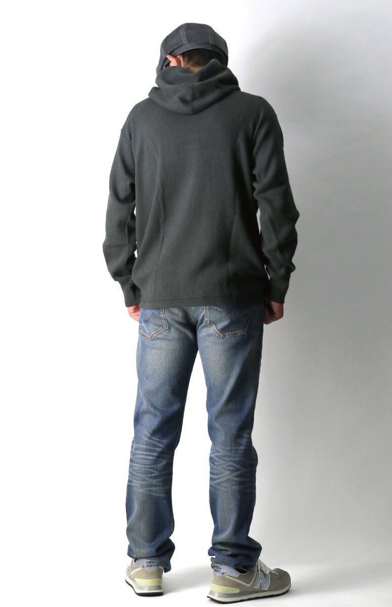 Healthknit(ヘルスニット) ロングスリーブ ハニカム ワッフル フーディ Tシャツ パーカー ヘビーウエイト ワッフル素材 メンズ レディース