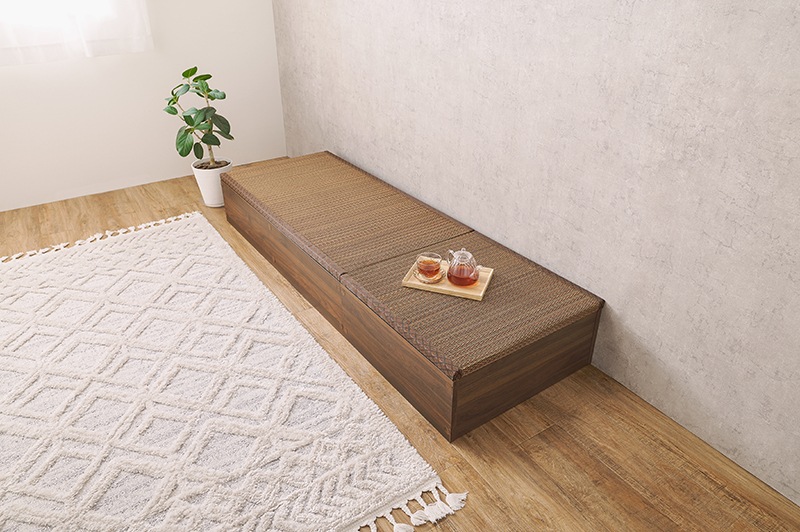 収納スツール 畳付き 幅120 高さ25 ブラウン 長方形 ロータイプ ユニット畳 置き畳 ベンチ スツール 収納ボックス 椅子 収納ケース 小上がり畳 畳ベンチ