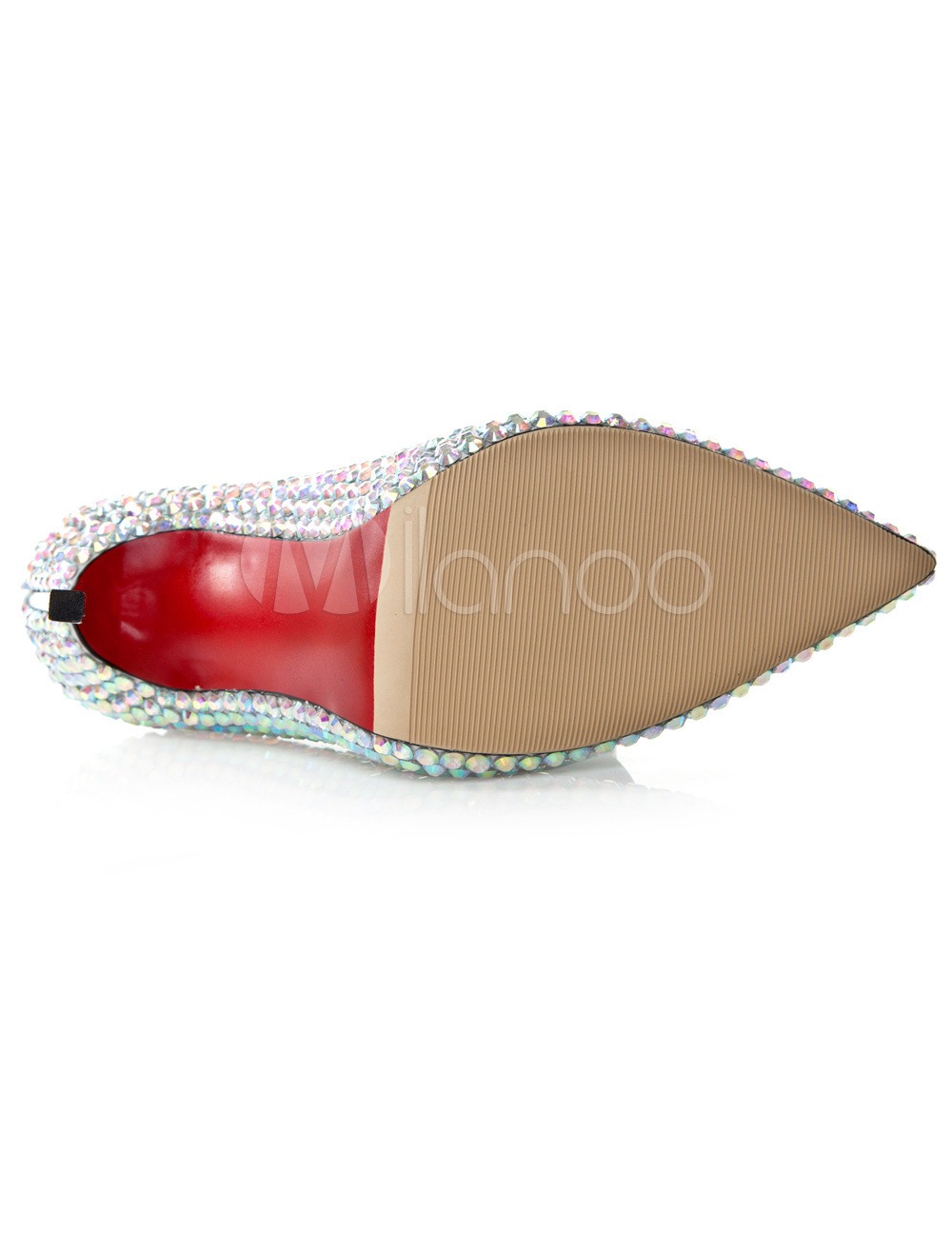 ラインストーンディテールと先のとがったつま先の靴